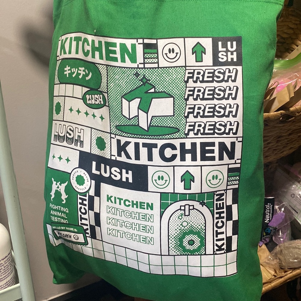 Lush Kitchen green canvas bag